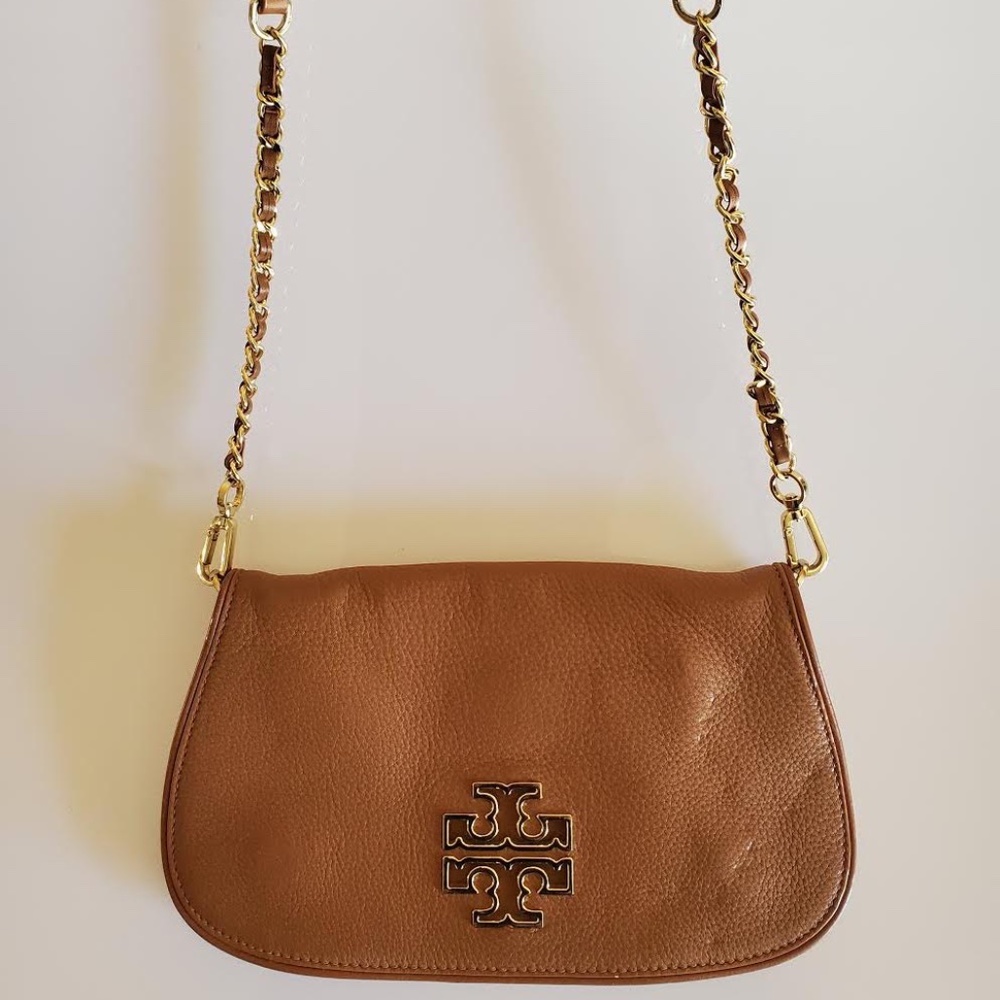 Tory Burch Britten Clutch /Cross body Bark Brown